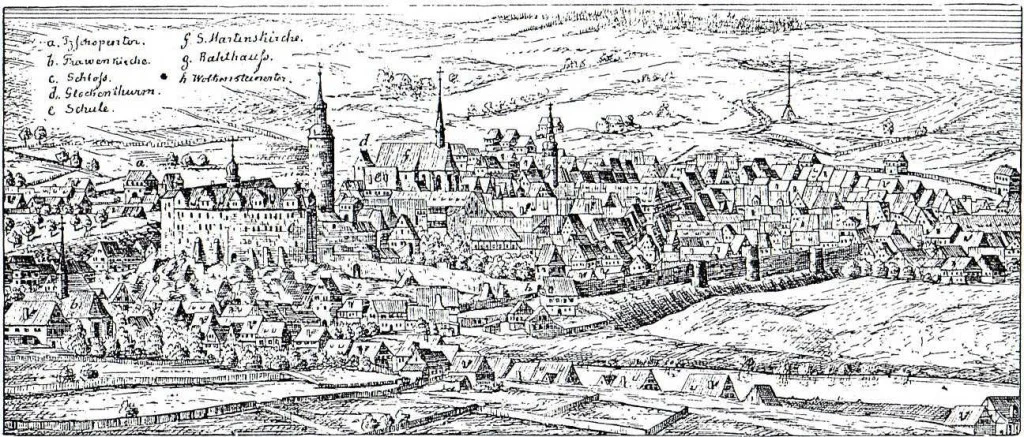 Federzeichnung der Stadt Zschopau